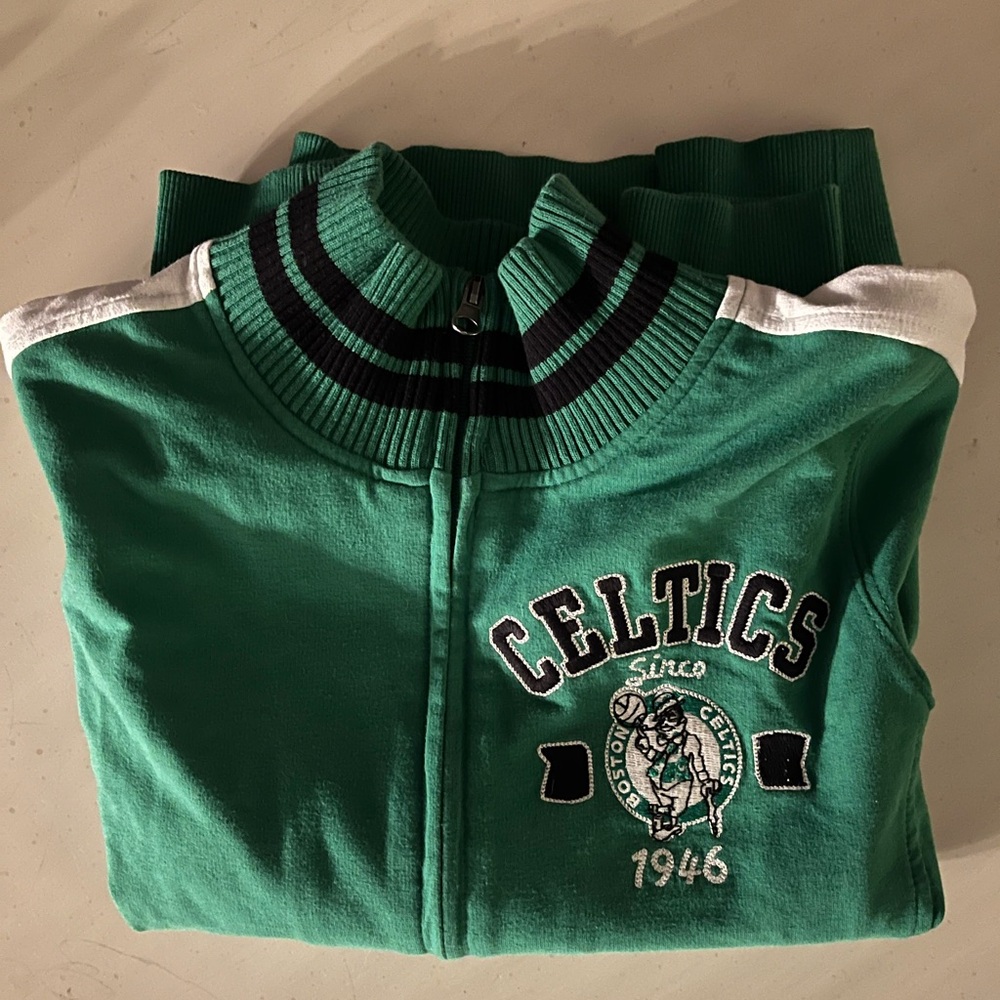 Green Celtics Zip-Up Hoodie athletic vintage